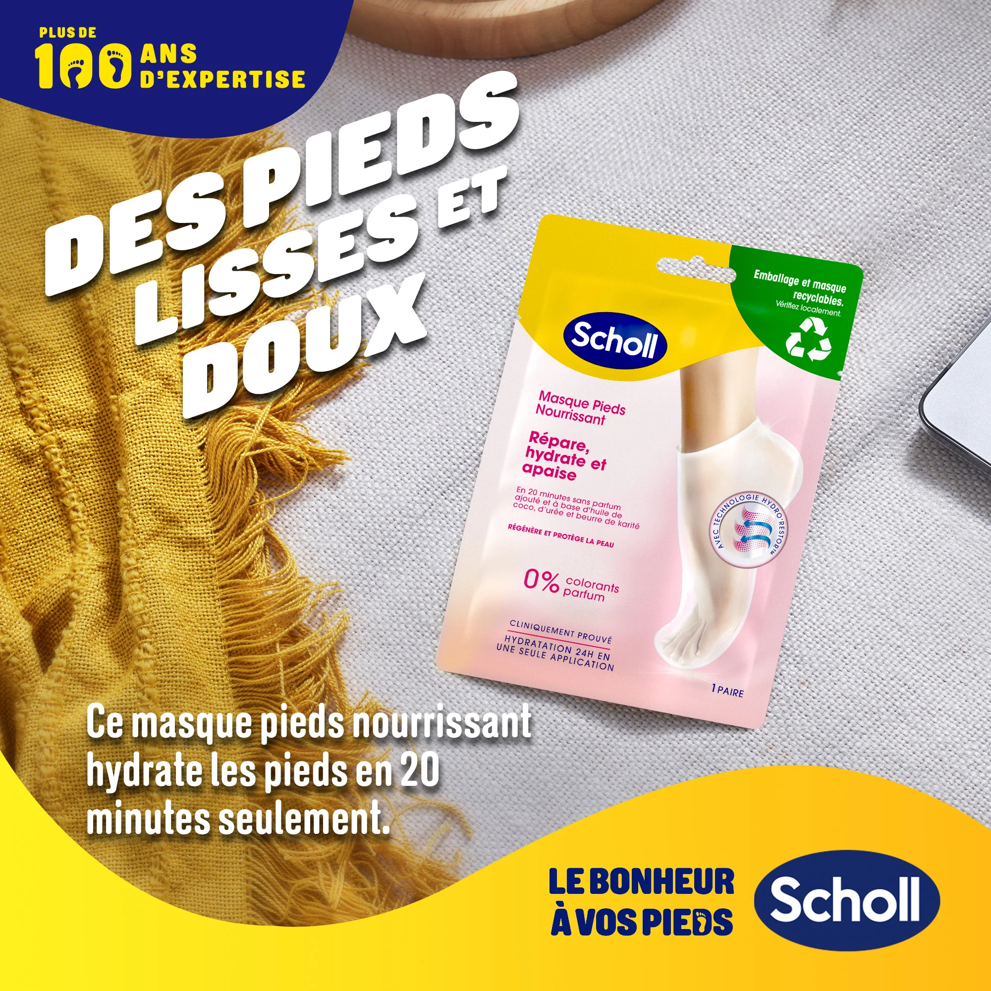 Lot de 3 Masques Pieds Secs - Soin des Pieds Très Hydratant - Huile de Noix de Coco - Image 4