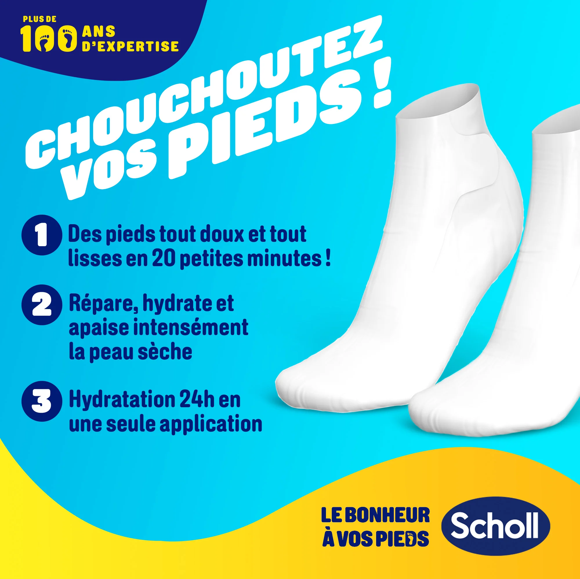 Masque Pieds Nourrissant et Hydratant Miel et Amande pour Peaux Sèches Scholl - Image 3